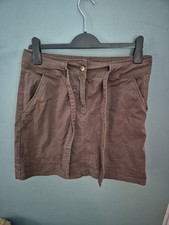 Next Size 10 Brown Cotton Blend Short Skirt 325/153/v 