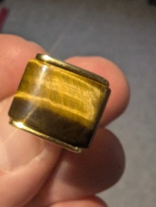 Vintage Tigers Eye Cufflinks Gold Tone Square Mid Century Mens Cuff Links