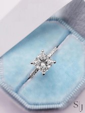 2.50 CT Princess Cut Hidden Halo Moissanite Engagement Ring Solid 14k White Gold