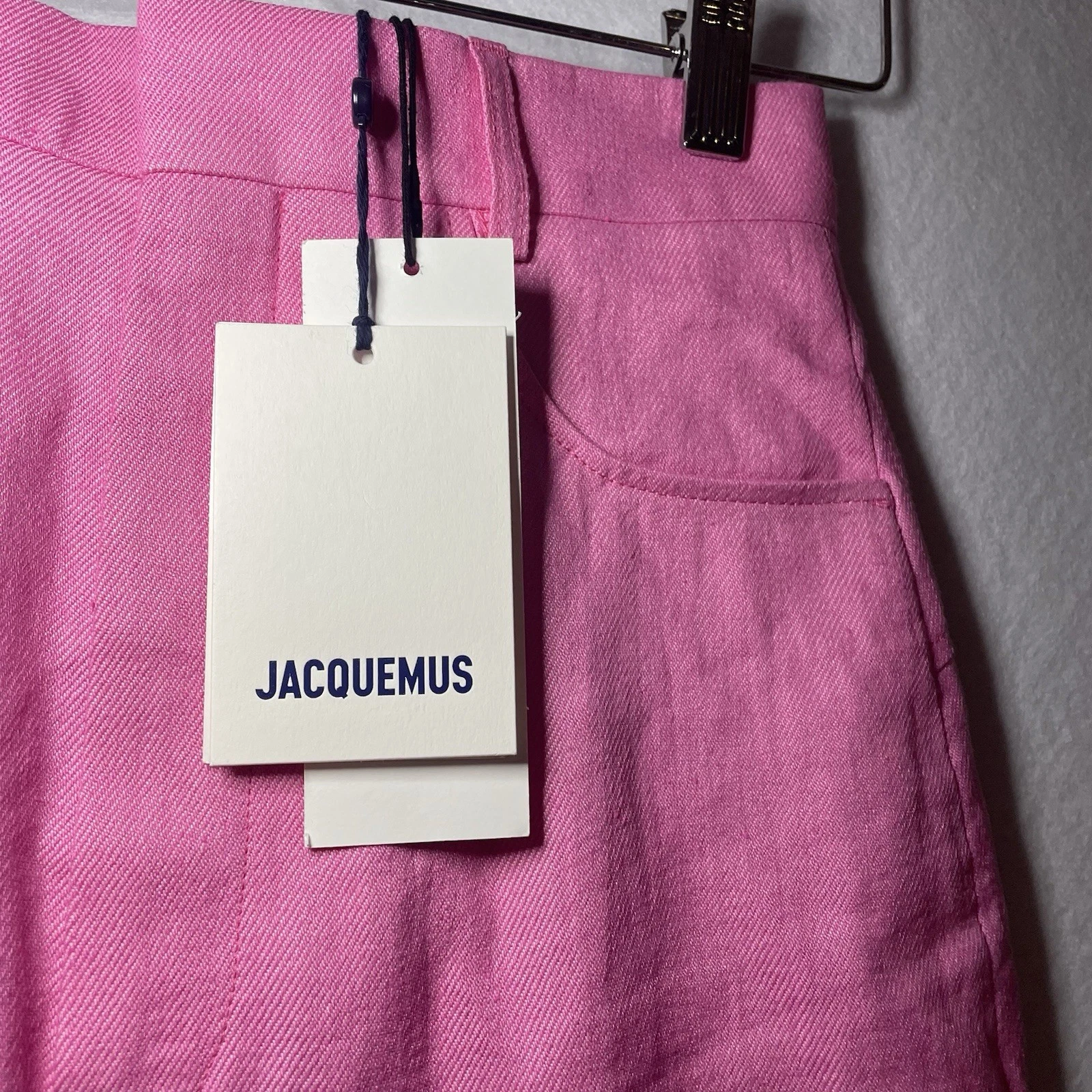 Pantaloni Jacquemus rosa misto lino gamba larga Le Splash XS NUOVI CON ETICHETTE