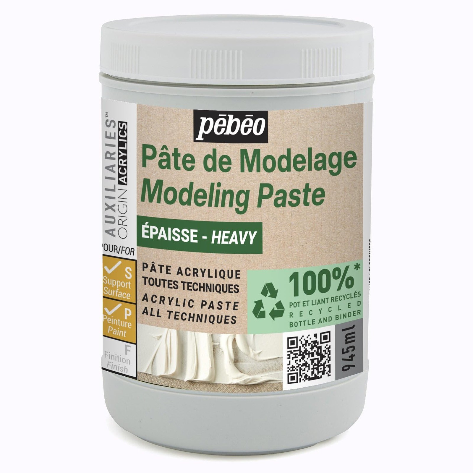 Pâte de modelage épaisse acrylique Studio Green de 945 ml anti-craquelure