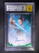 2018 Topps Star Wars Stellar Signatures Green Auto Daisy Ridley /20 BGS 9/10
