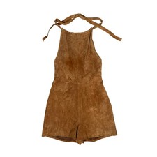 ASOS Suede Leather Halter Romper Women’s US 2 Brown Festival Boho One Piece NWT
