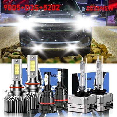 For Chevrolet Tahoe 2015-2015 LED HID Headlight + Fog Lights Bulbs Kit 10000lm