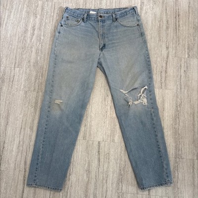 Thrashed Carhartt Men's Relaxed Fit Light Wash Denim Jeans 38x34 Light Blue
