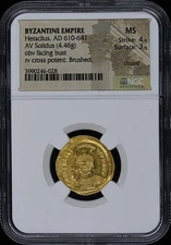 AD 610-641 Heraclius BYZANTINE EMPIRE AV Solidus NGC MS