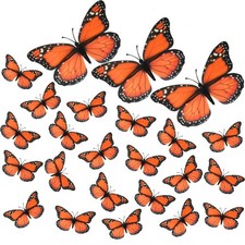 AQUEENLY 24 Pcs Monarch Butterfly Decorations Orange Butterflies Orange/24 Pcs