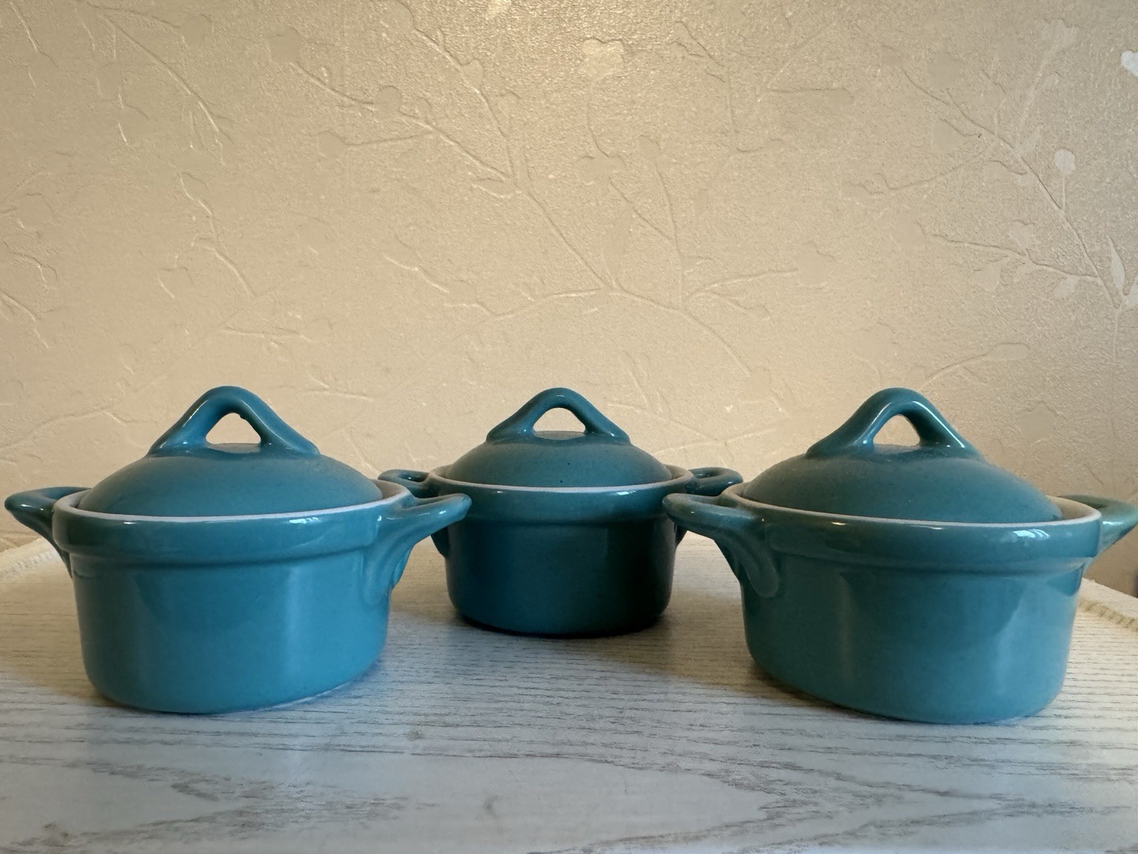 The Cook Shop Mini Kokotten x 3 Mini Kasserolle Topf & Deckel schöner Zustand