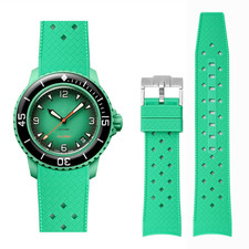 22mm Curved End Rubber Watch Band for Swatch Blancpain Fifty Fathoms Scuba Strap