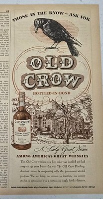 1944 Old Crow Kentucky Straight Bourbon Whiskey A truly great name Vintage Ad 