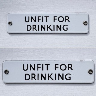 X1 Antique Vintage Retro c1950s UNFIT FOR DRINKING Enamel Water Warning Sign