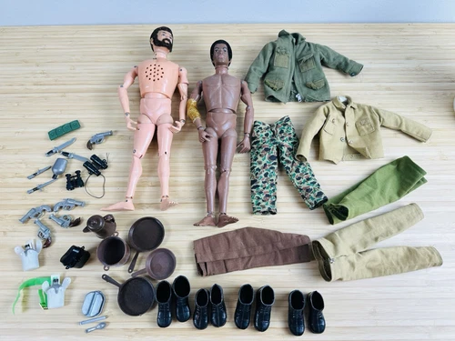 Vintage 1970 Hasbro 12" Team Adventurer Black AA GI Joe Camo Clothes Muscle Body