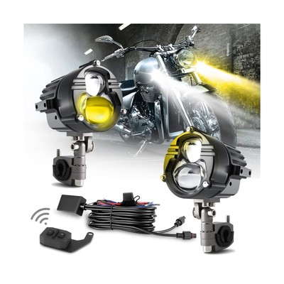 COLIGHT 100W Motorcycle Fog Lights 3,0000 LM Amber White Strobe Pod - 5 Modes...