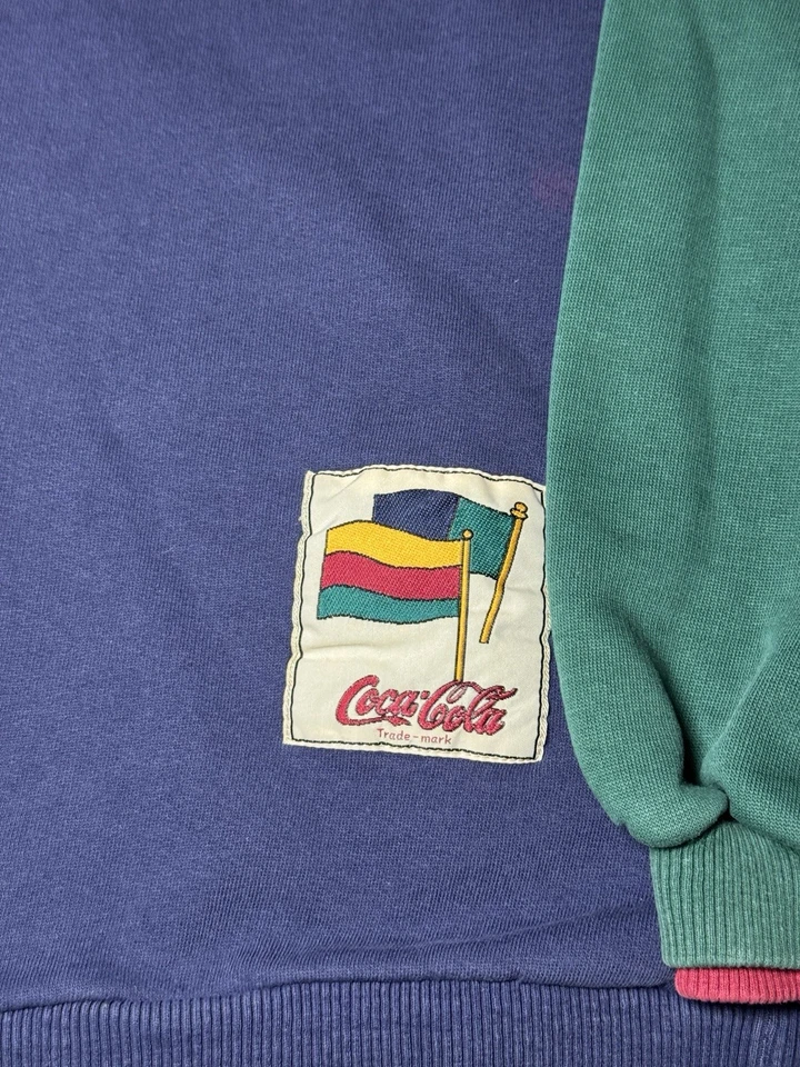 Sudadera De Colección Años 80 90 Coca Cola Coca Cola Soda Pop Promo S/M Cuadrada Cuello Redondo  Foto 2 de 4
