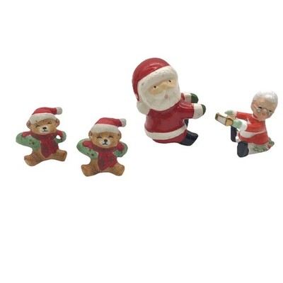 Vtg Mixed Lot Christmas Ceramic Candle Huggers Holders Santa Mrs. Claus Bears