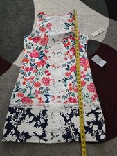 Eliza J Floral Dress Women's 10 White Blue 3D Applique Sleeveless Sheath NWT
