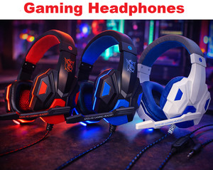 Gaming Headset Headphones With Microphone LED For PC Laptop One PS4 Xbox UK