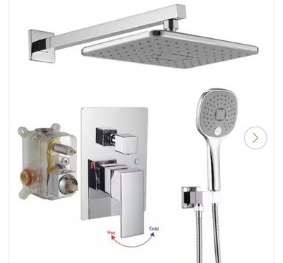 BWE Luxurious Single Handle 2-Spray Wall Mount Rectangle Shower Head