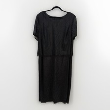Vintage Sheri Martin Womens Plus Sz 22 Black Layered Shift Cocktail Party Dress