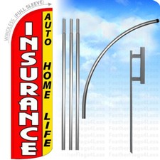INSURANCE AUTO HOME LIFE - WINDLESS Swooper Flag KIT Feather Sign rq