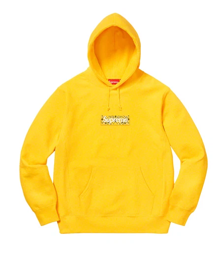 Sweat shirt à capuche logo boîte bandana jaune DS Supreme taille XLlarge EN MAIN !