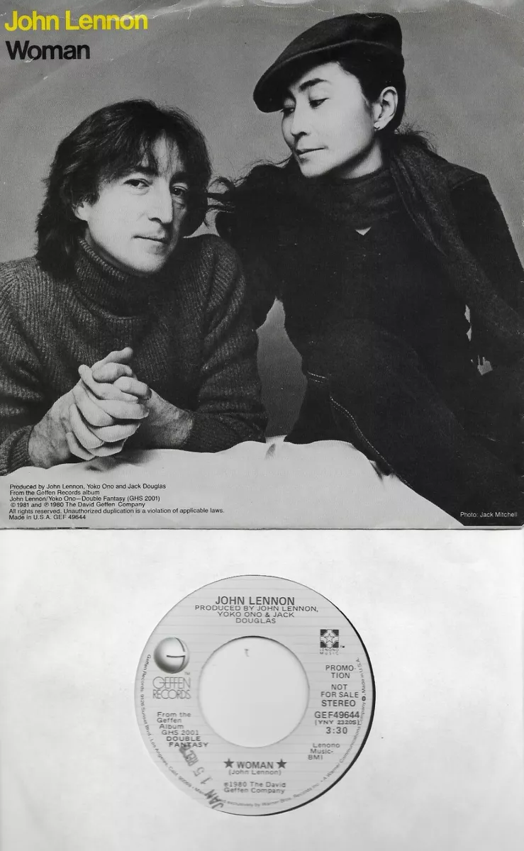 JOHN LENNON Woman / Beautiful Boys rare promo 45 with PicSleeve THE BEATLES