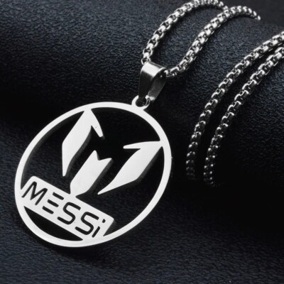 COLLAR Y COLGANTE ACERO INOXIDABLE. LOGO MARCA MESSI