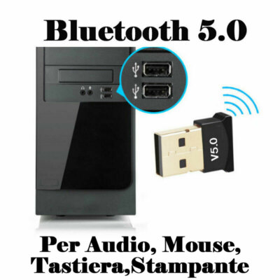 Adattatore Bluetooth USB 5.3 Plug & Play – Ricevitore E Trasmettitore 2 In 1 Per PC, Cuffie, Auto, Stampante E Molto Altro