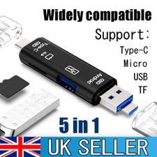 5in1 USB 3.0 Type C / USB / Micro USB SD TF Memory Card Reader OTG Adapter UK