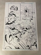 R.E.B.E.L.S #5 original art STUNNING HALF SPLASH BATTLE PAGE DOMINATORS 2009