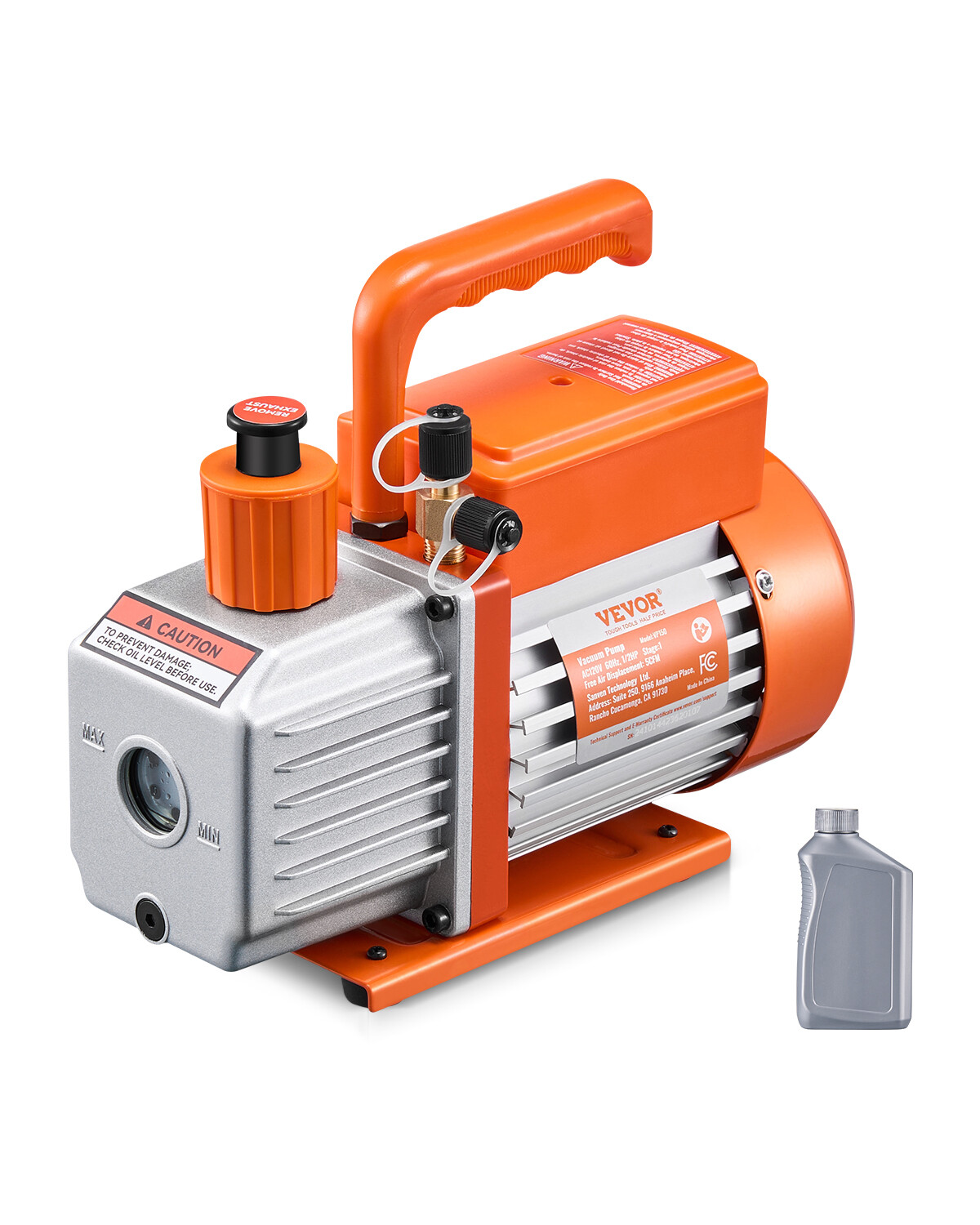 Pompe à vide CVC à palettes rotatives VEVOR 5 CFM 141 L min avec huile pour climatisation
