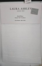 NEW Laura Ashley White Solid Sheer Curtain 38 x 84 FOUR Pole Top Panel 4 pc SET