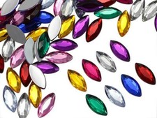 20x9mm Flat Back Navette Acrylic Rhinestone Plastic Face Gems Party Craft 25Pcs