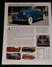 1935 Chevy Standard And Master Deluxe Spec Sheet Info 35 Roadster Coupe