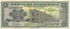 Guatemala  1  Quetzal  18.1.1961  Series  A - P  Circulated Banknote HJ 7
