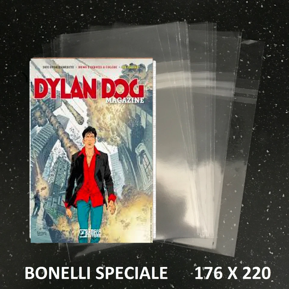 100 BUSTE per FUMETTI BONELLI SPECIALE cm. 17,6 x 22+4,5 My 60