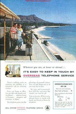 GLOCKENTELEFONANLAGE VINTAGE WERBUNG VON 1956 - SEHR GUTER ZUSTAND - 7X10 