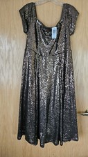 Torrid Sequin Off-The-Shoulder Swing Midi Dress Gunmetal Size 14 NWT