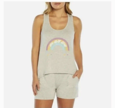 Wildfox Ladies 3 Piece Short Set Grey Rainbow, Short, Tank  display picture 3