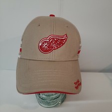 NHL Detroit Red Wings Hockey Hook Loop Drew Pearson Signature Series Hat Cap Tan