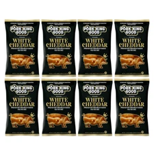 Pork King Good White Cheddar Flavored Pork Rinds Chicharrones 8 Pack Keto Snacks
