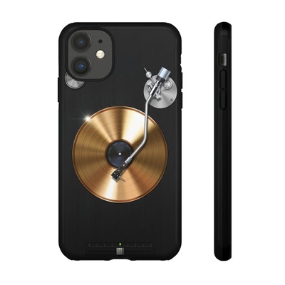 Gold & Black Tough Cases For iPhone, Samsung, Pixel, Music DJ Turntable