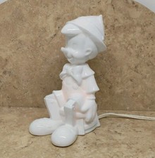 Vintage Disney Pinocchio Lamp Night Light Porcelain White 7.5" Low Light