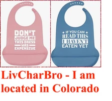 2 Pack 21" x 15" Funny Silicone Adult Bibs Waterproof Adjustable W/Crumb Catcher