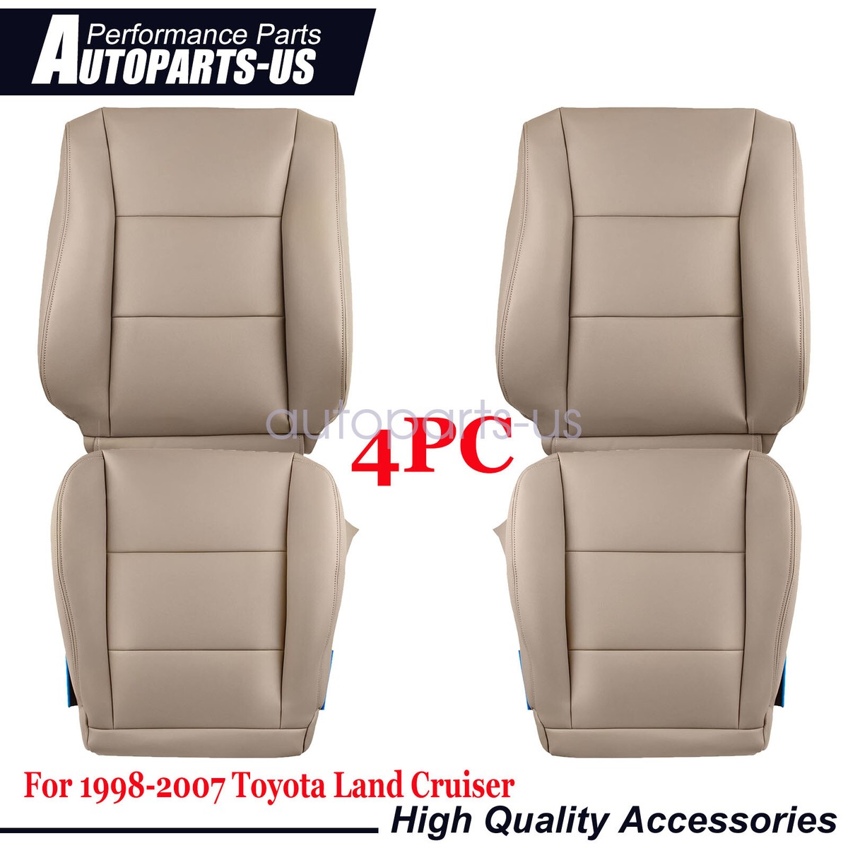 Driver & Passenger Bottom & Top Seat Cover Set – Fits 1998-2007 Toyota Land Cruiser, Tan