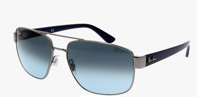 New RAY-BAN Sunglasses RB 3663 004/3M 60-17 Gunmetal Blue Frame Blue ...