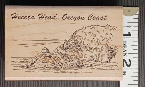 Heceta Head, Oregon Rubber Stamp RARE Destination Wood Mounted Cape Creek Oregon - Picture 9 of 10