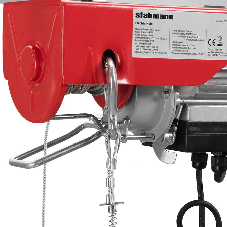 Paranco Elettrico Argano Montacarico Verricello Sollevatore Carico 125 / 250 kg - Immagine 2 di 4