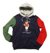 Polo Ralph Lauren Big Tall Men's Navy Polo Bear Colorblock Pullover Hoodie XLT