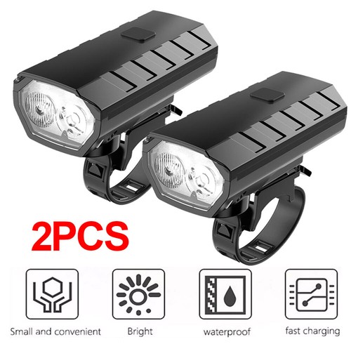 2x Mountain Bike Lights USB Rechargeable Bicycle T 6 LED Torch Front